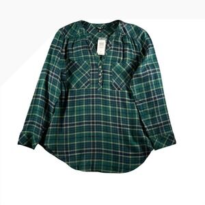 Torrid NWT Women's Harper Softest Flannel Tunic Pullover Green Size 00 or M/L